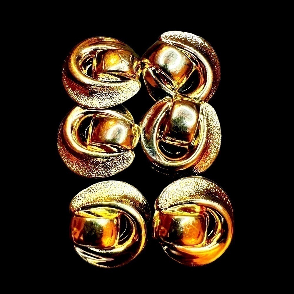 Vintage Gold Tone Knotted Button Covers Six Ornate Modern Crafting